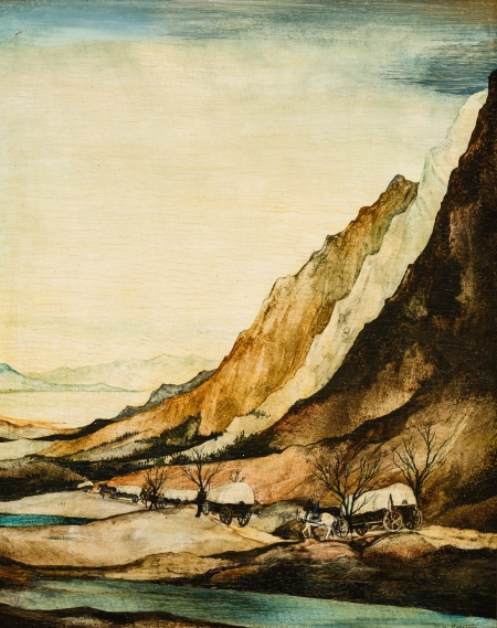 Otto Rudolf Schatz, Landschaft mit Planwagen