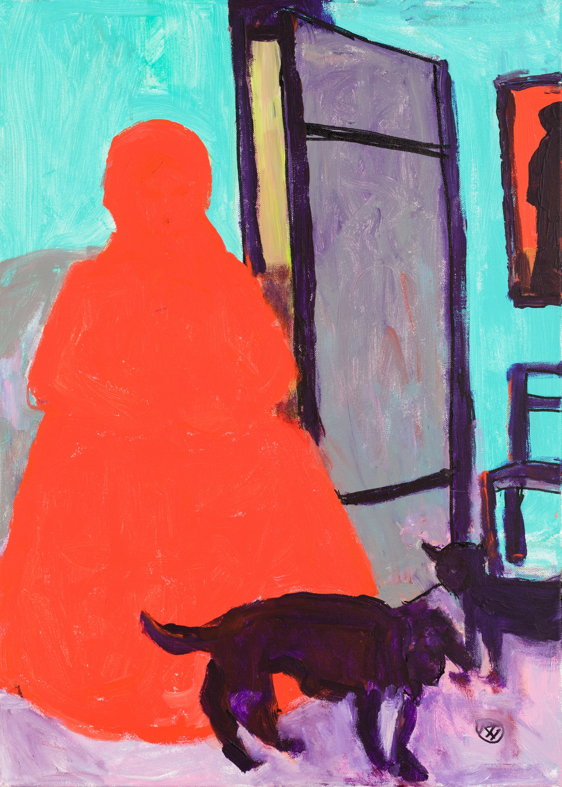 Robert Hammerstiel, Die wartende Frau mit Hund und Katze