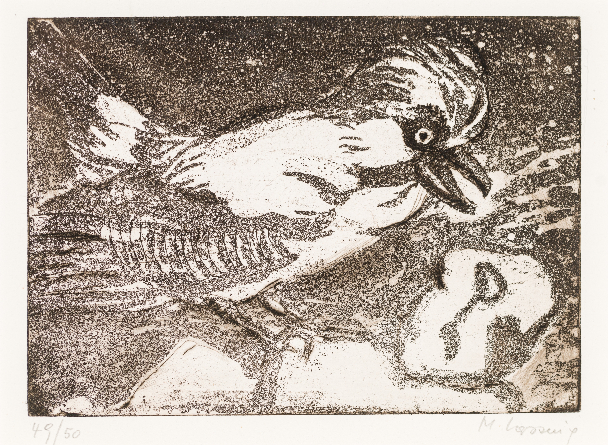 Maria Lassnig, Ohne Titel (Komposition mit Vogel)