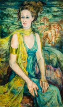 Dina Larot, Porträt einer Frau mit gelben Seidenschal