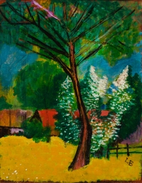 Leopold Birstinger, Hof mit großem Baum
